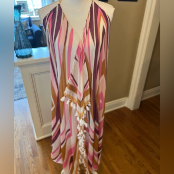 Pool to Party Subtle Luxury Swim Cover Up Dress One Size Halter Neck Low Back - Picture 3 of 13